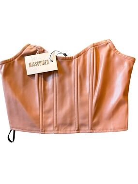 NWT Missguided Bandeau Faux Leather Corset Top size 6